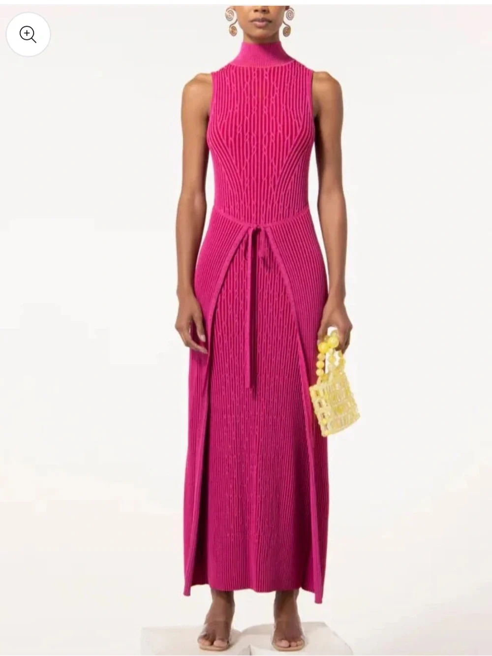 cult gaia liora pink sleeveless ribbed knit Maxi Dress with Tie Detail medium - Picture 11 of 11